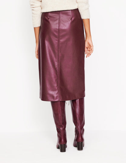 PU Straight Skirt-Ox Blood