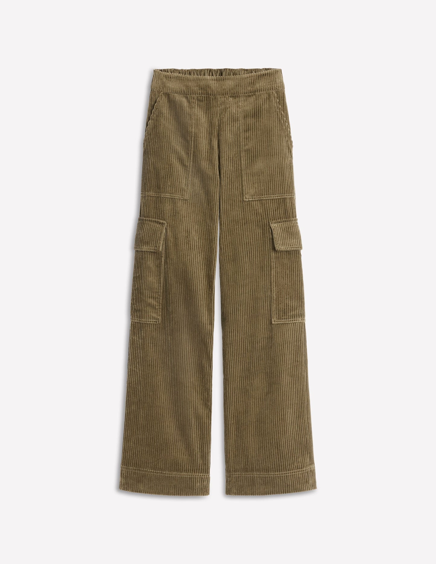 Cord Pull-On Pants-Olive Khaki