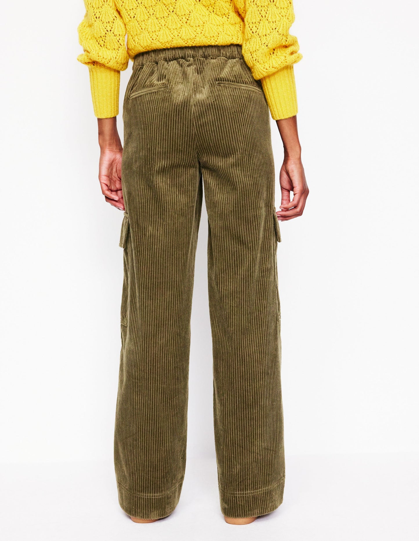 Cord Pull-On Pants-Olive Khaki