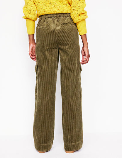 Cord Pull-On Pants-Olive Khaki