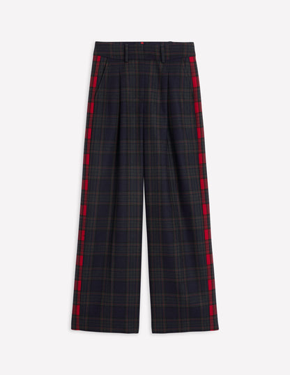 Chiswick Wool Blend Pants-Navy and Green Check