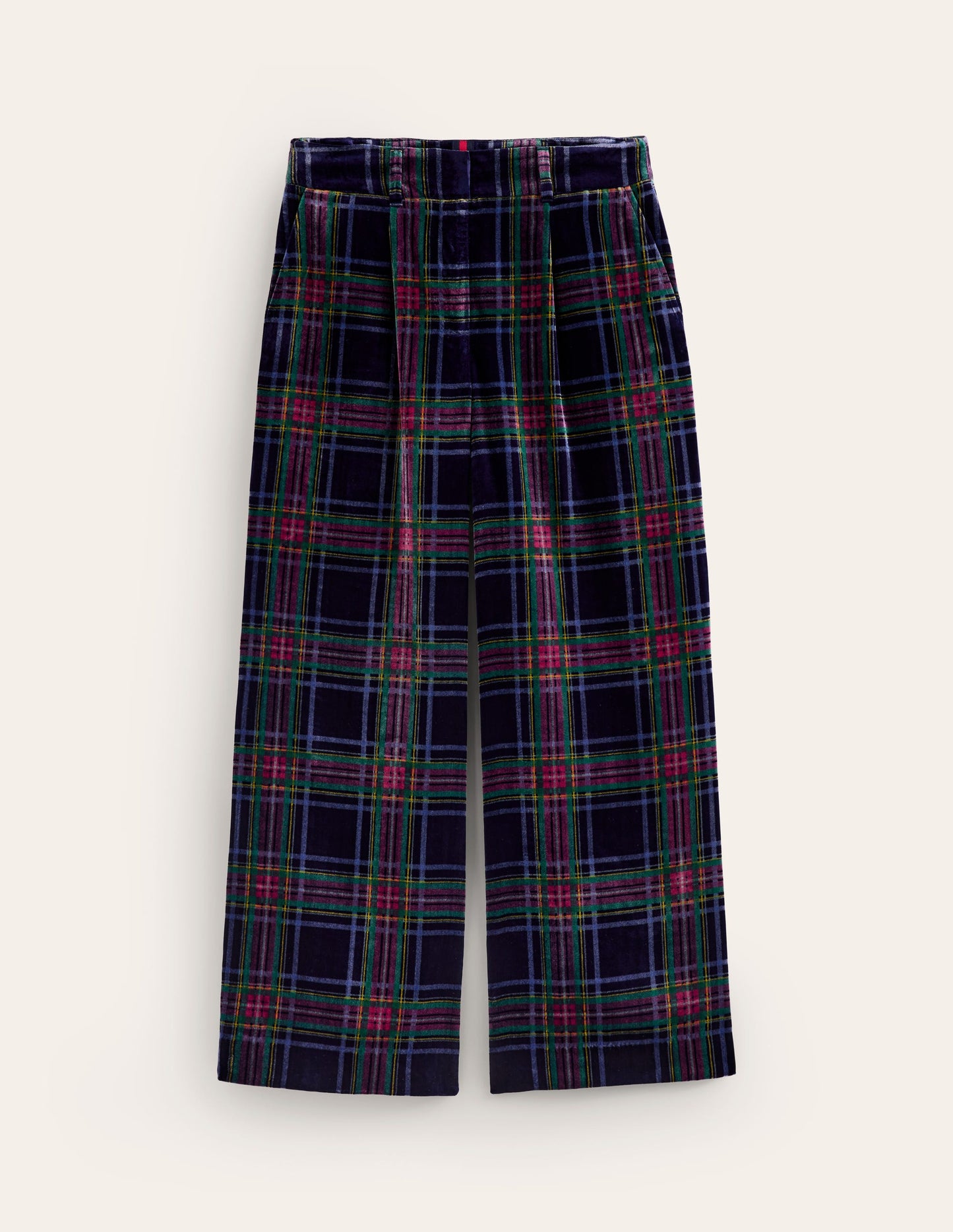 Chiswick Velvet Pants-Navy and Red Check