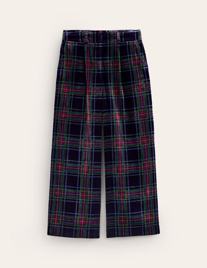 Chiswick Velvet Pants-Navy and Red Check