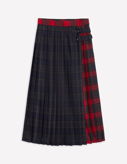 Josephine Midi Kilt-Navy and Green Check