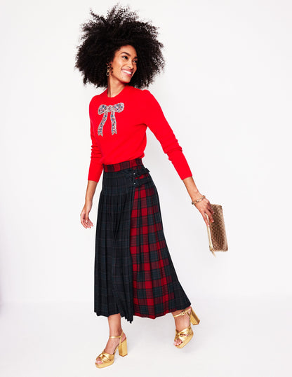 Josephine Midi Kilt-Navy and Green Check