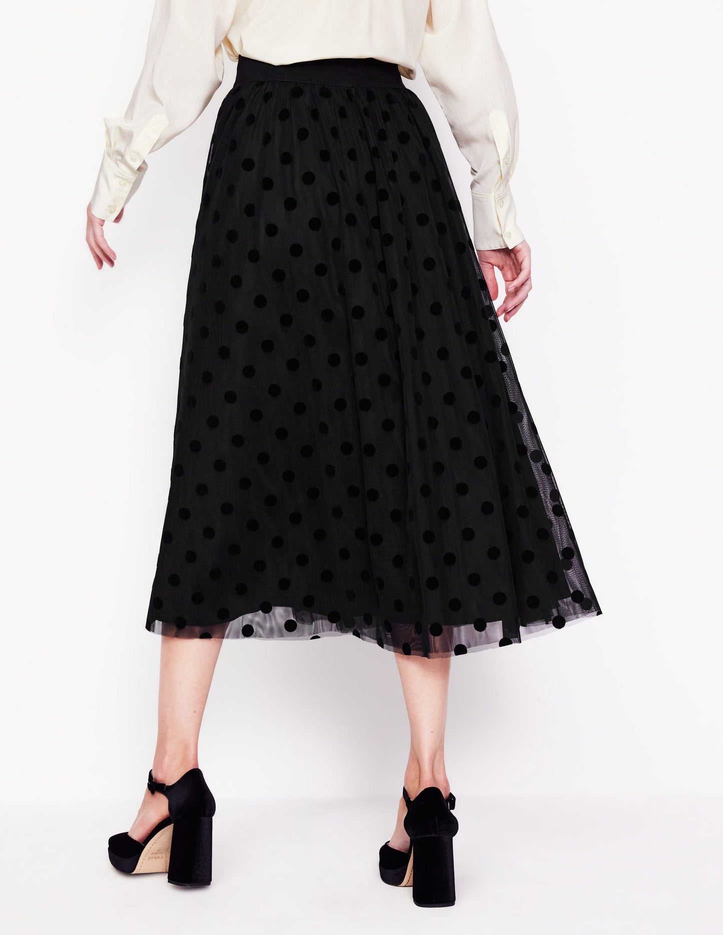 Isabella Tulle Midi Skirt-Black, Spots