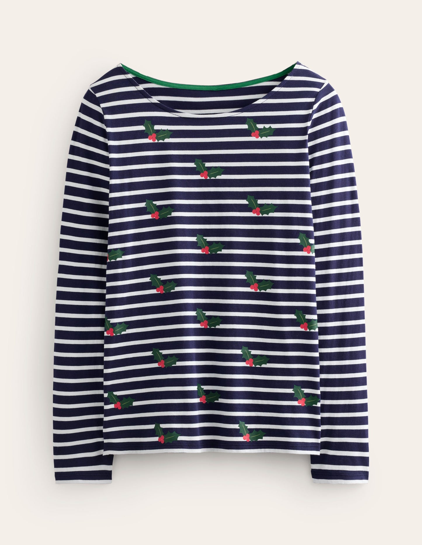 Ella Long Sleeve Breton-Navy, Holly Stripe