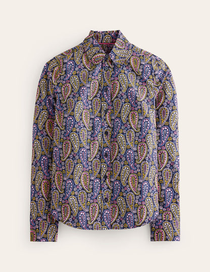 Sienna Cotton Shirt-Dawn Blue, Illustrated Paisley