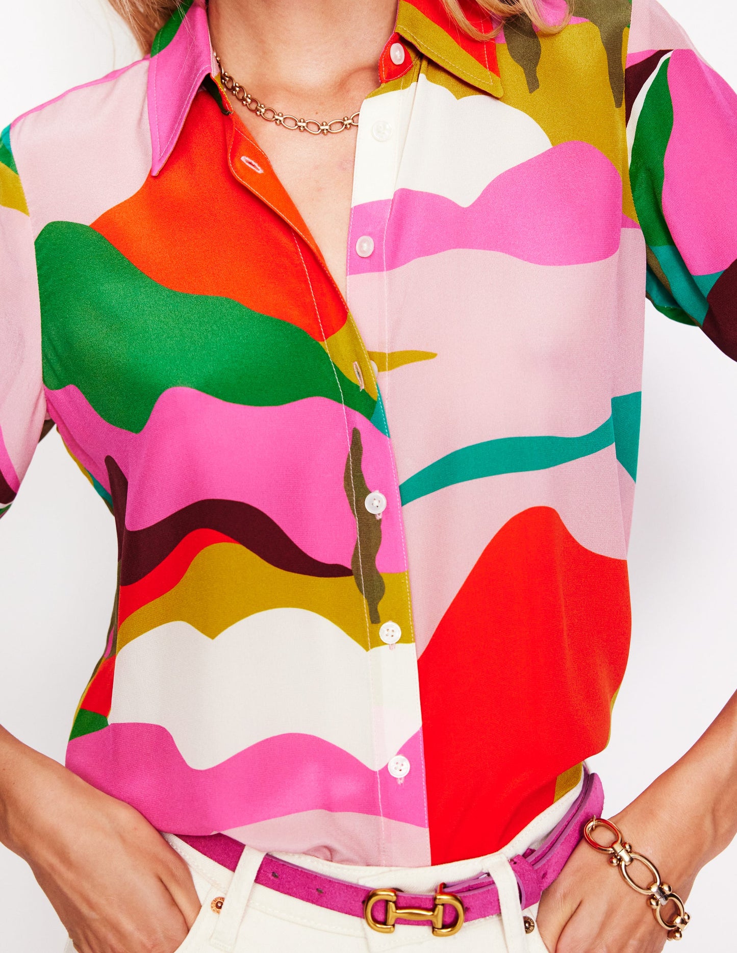 Sienna Silk Shirt-Multi, Scenic Fall