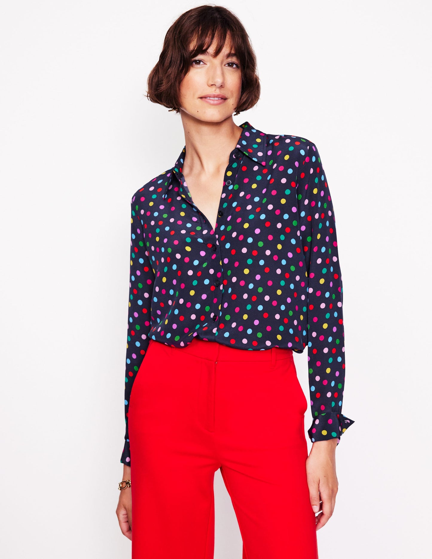 Sienna Silk Shirt-Multi, Abstract Dot