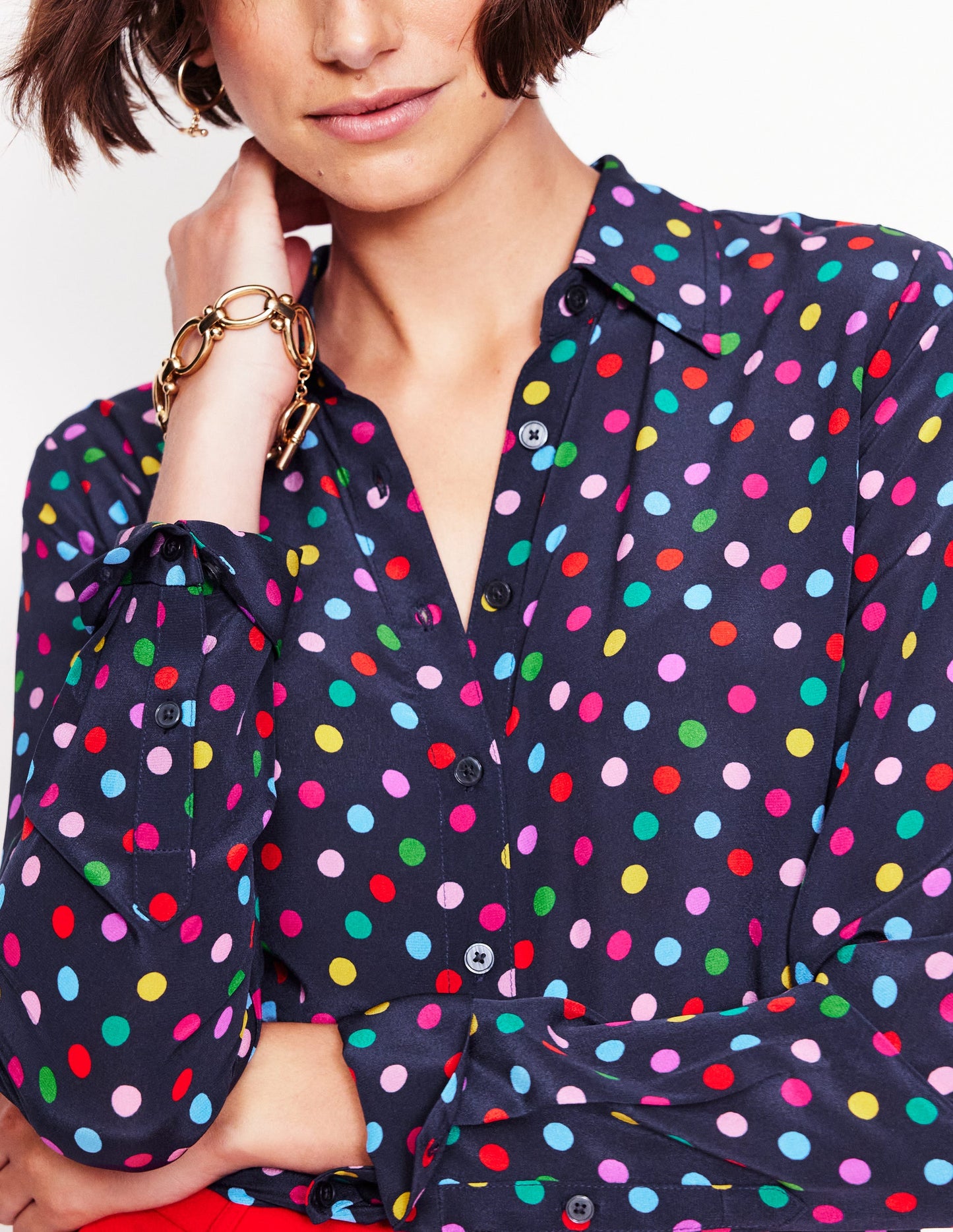 Sienna Silk Shirt-Multi, Abstract Dot