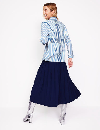 Connie Relaxed Cotton Shirt-Ticking Stripe Union Jack