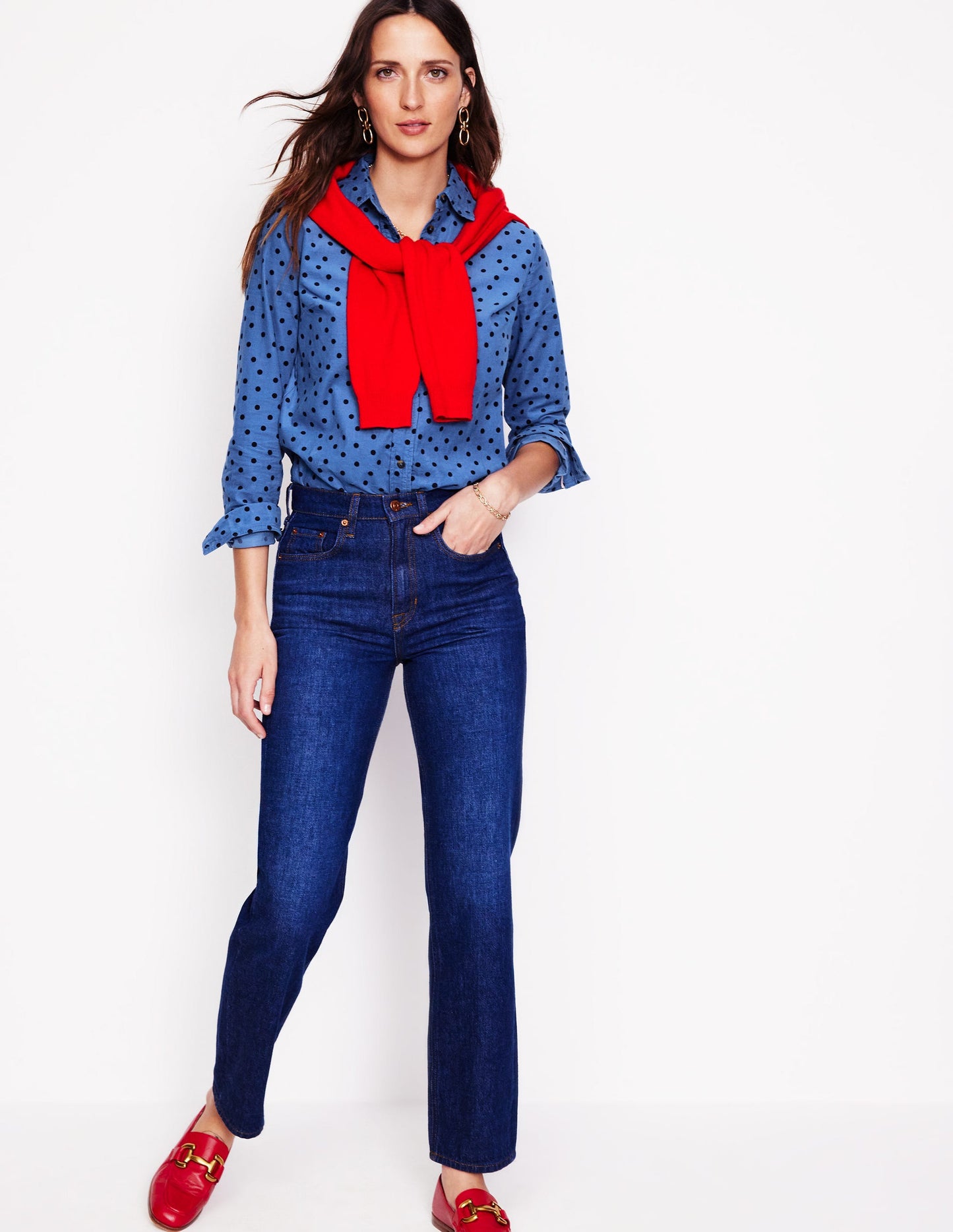 Sienna Cord Shirt-Blue Jay, Abstract Dot