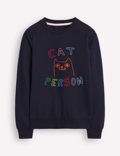 Hannah Embroidered Sweatshirt-Navy, Conversational