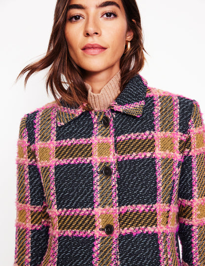 Durham Wool Blend Coat-Pink Check