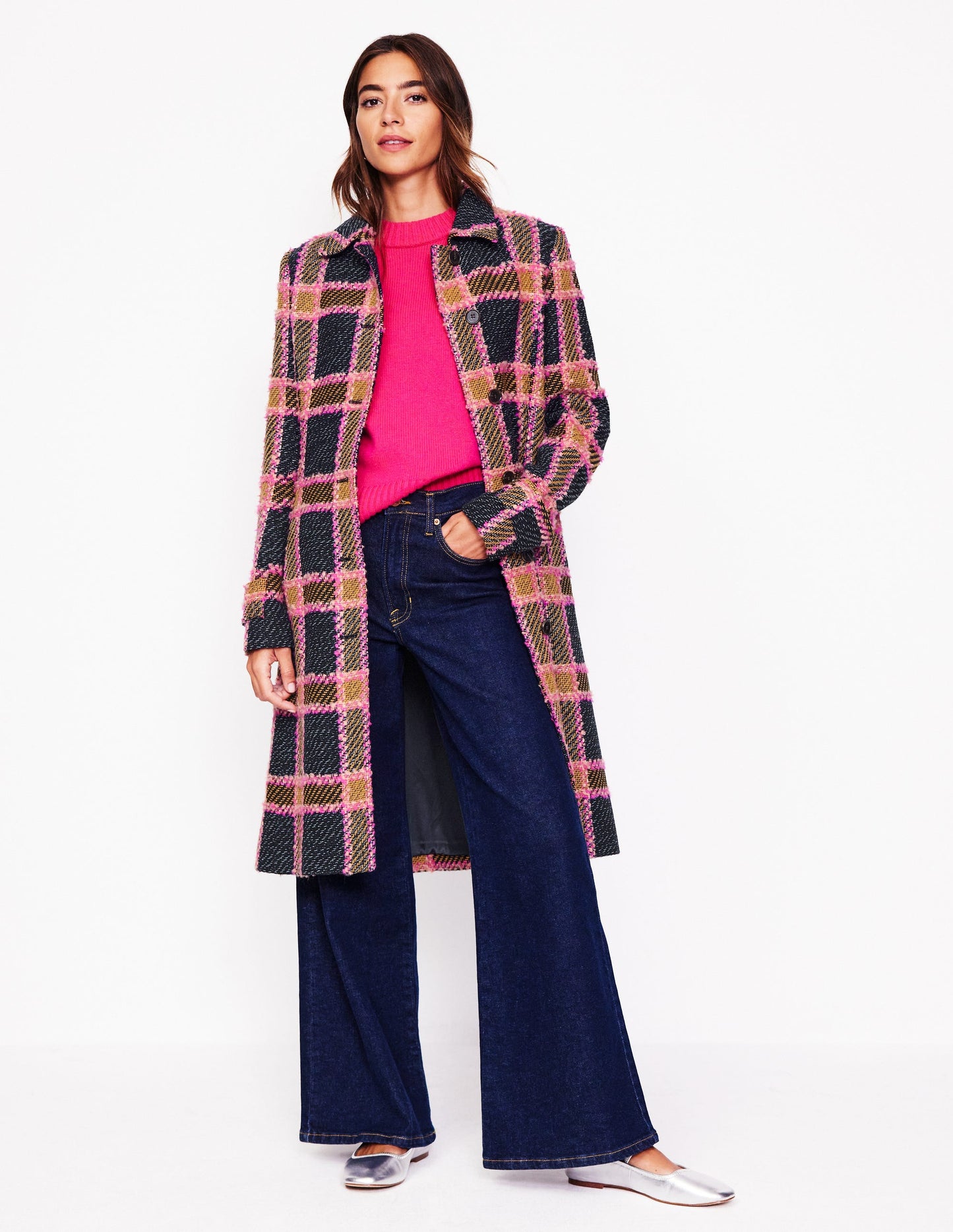 Durham Wool Blend Coat-Pink Check