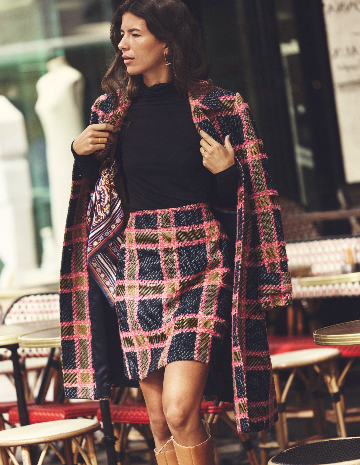 Durham Wool Blend Coat-Pink Check