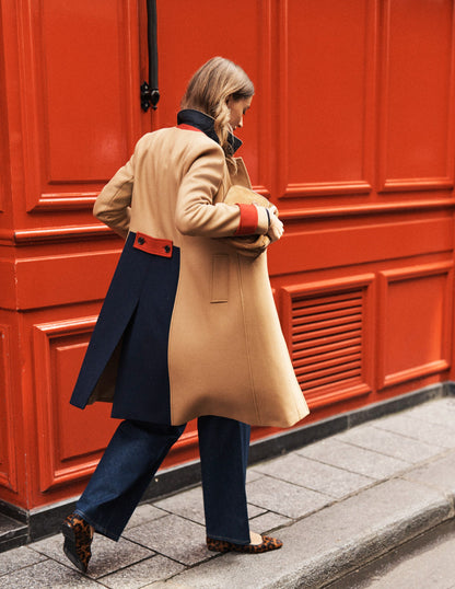 Durham Wool Blend Coat-Colourblock Camel