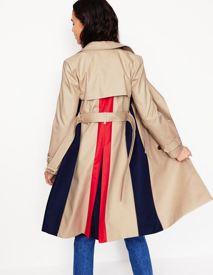 Colour Block Trench Coat-Neutral