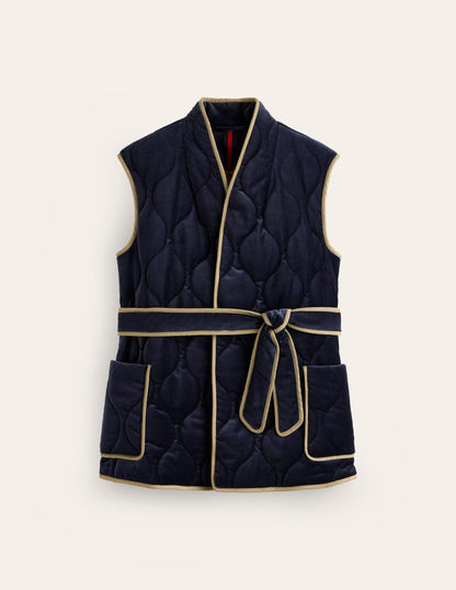 Velvet Wrap Waistcoat-Navy