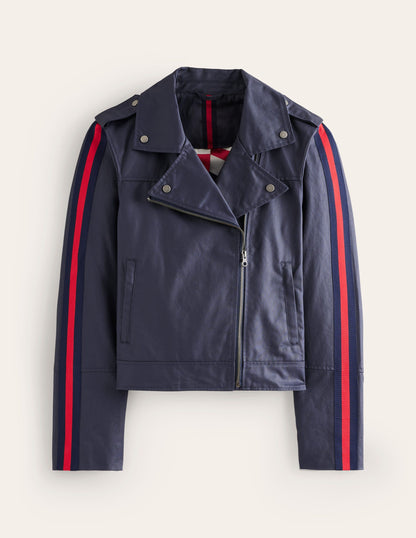 Biker Wax Jacket-Navy