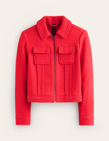 Wool Zip Through Jacket-Scarlett