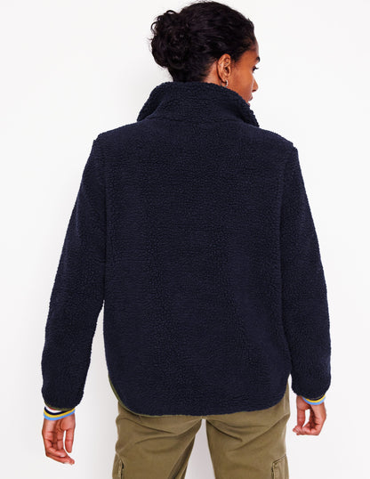 Truro Borg Fleece Jacket-Navy