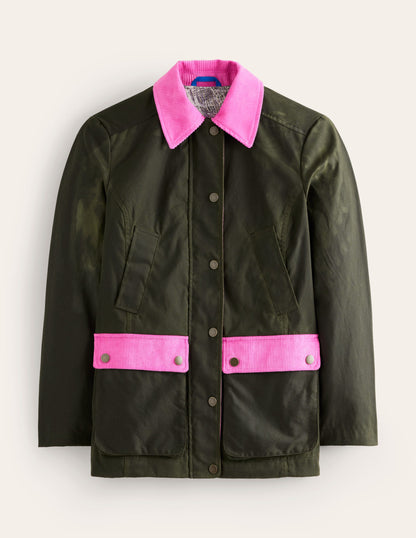 Heritage Wax Jacket-Winter Moss, Cherries Jubilee