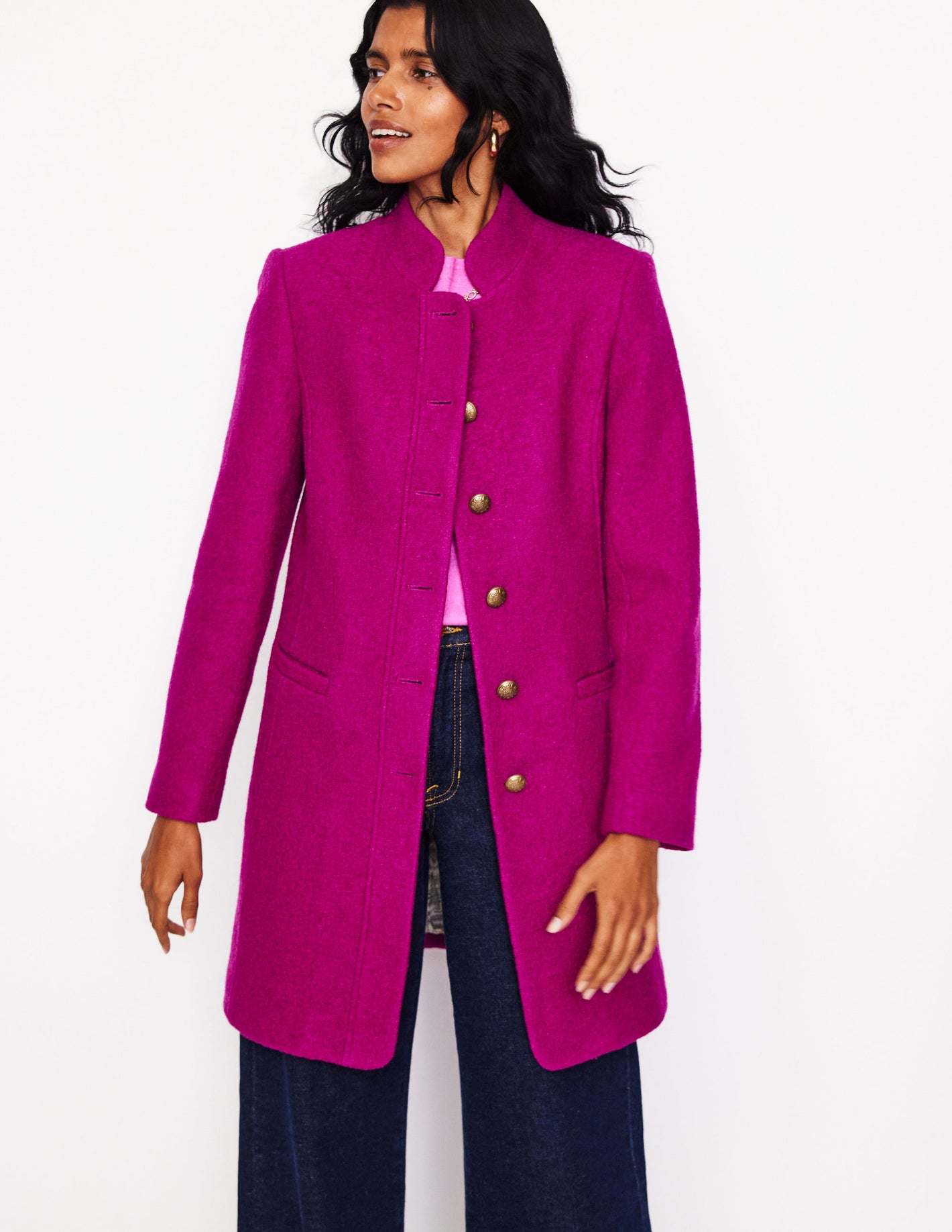 Hamilton Textured Coat-Vibrant Plum