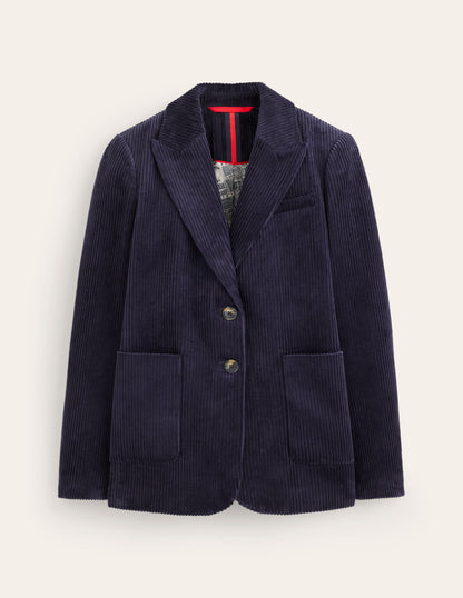 Relaxed Cord Blazer-Navy