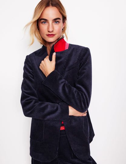 Relaxed Cord Blazer-Navy