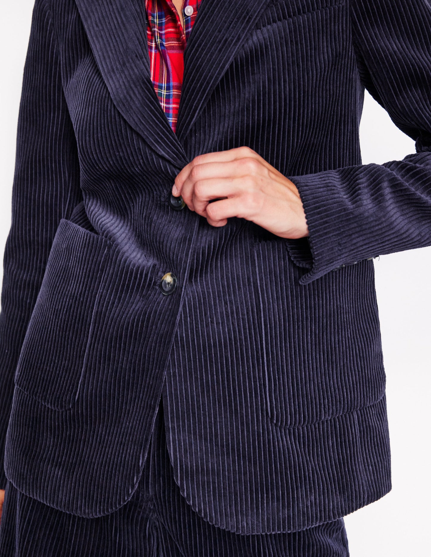 Relaxed Cord Blazer-Navy