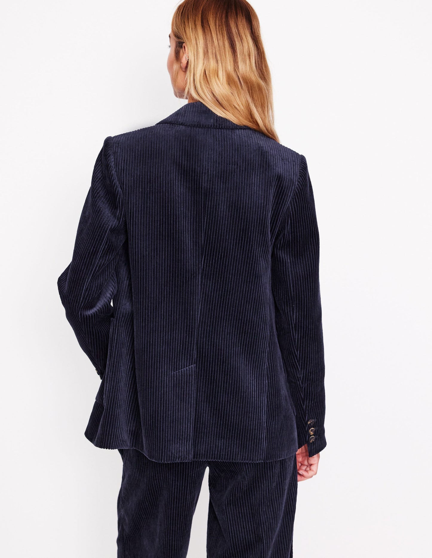 Relaxed Cord Blazer-Navy