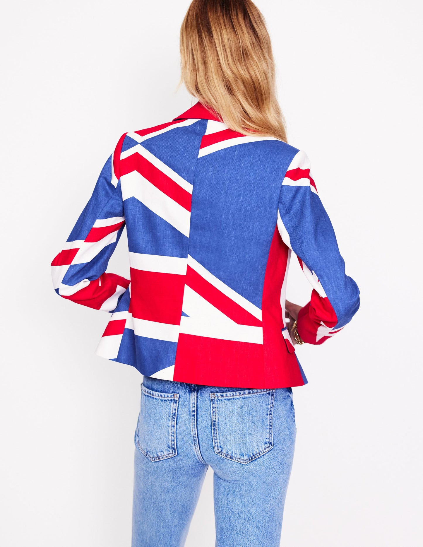 Fitted Printed Blazer-Union Jack