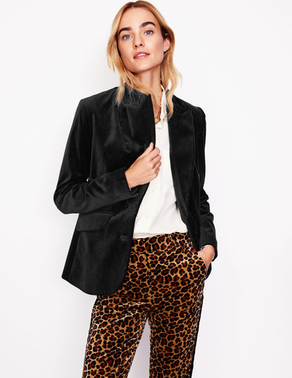 Marylebone Velvet Blazer-Black