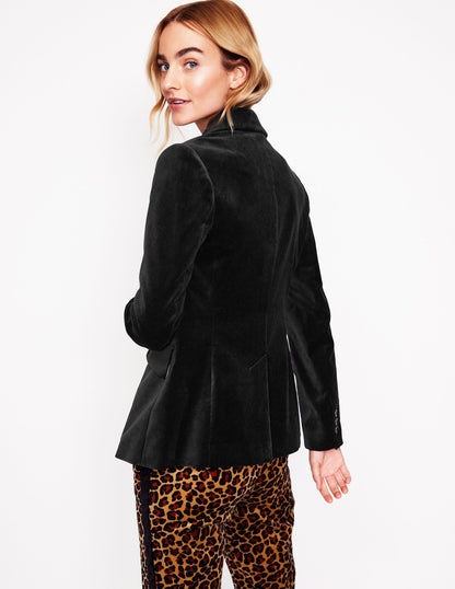 Marylebone Velvet Blazer-Black