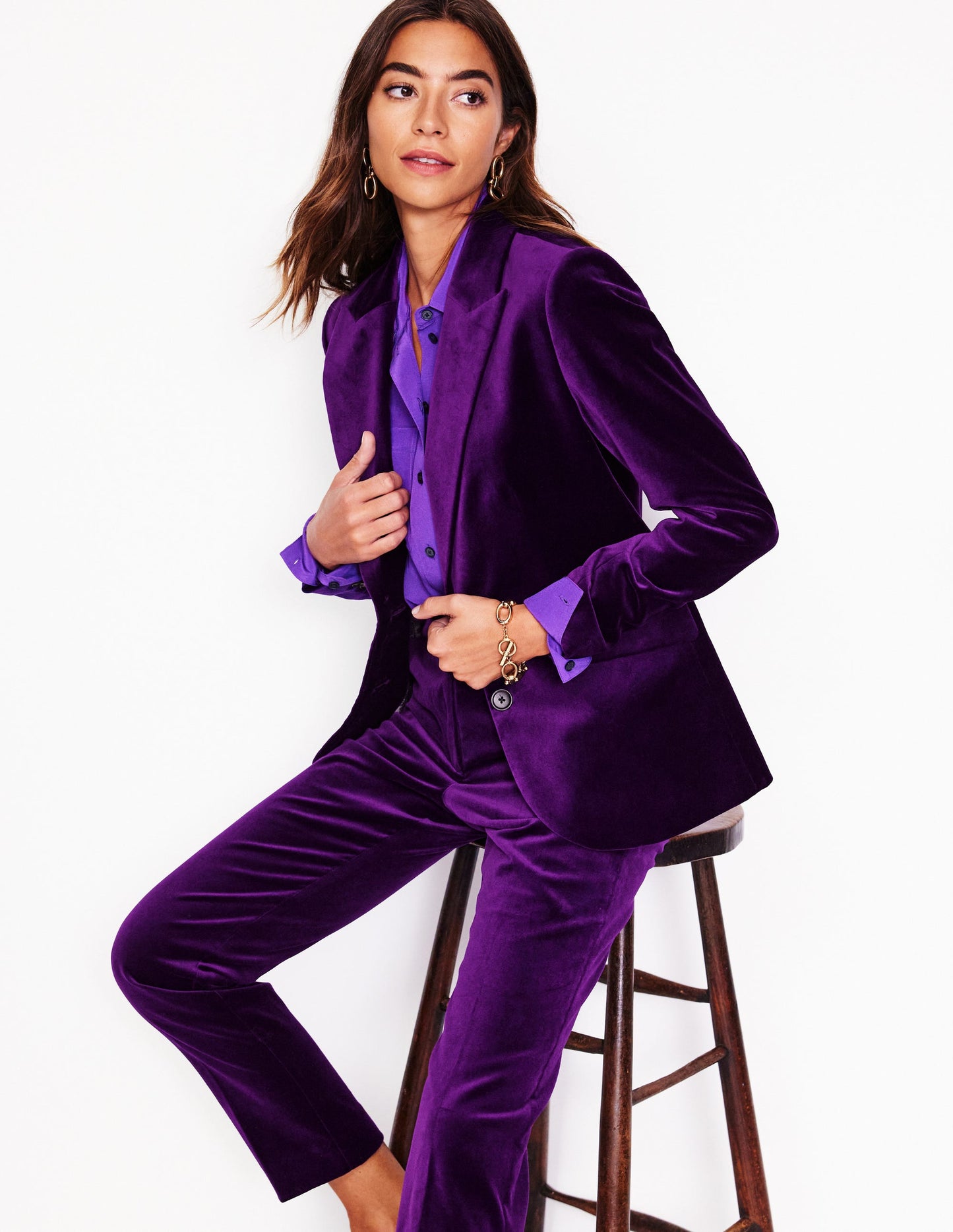 Marylebone Velvet Blazer-Viola