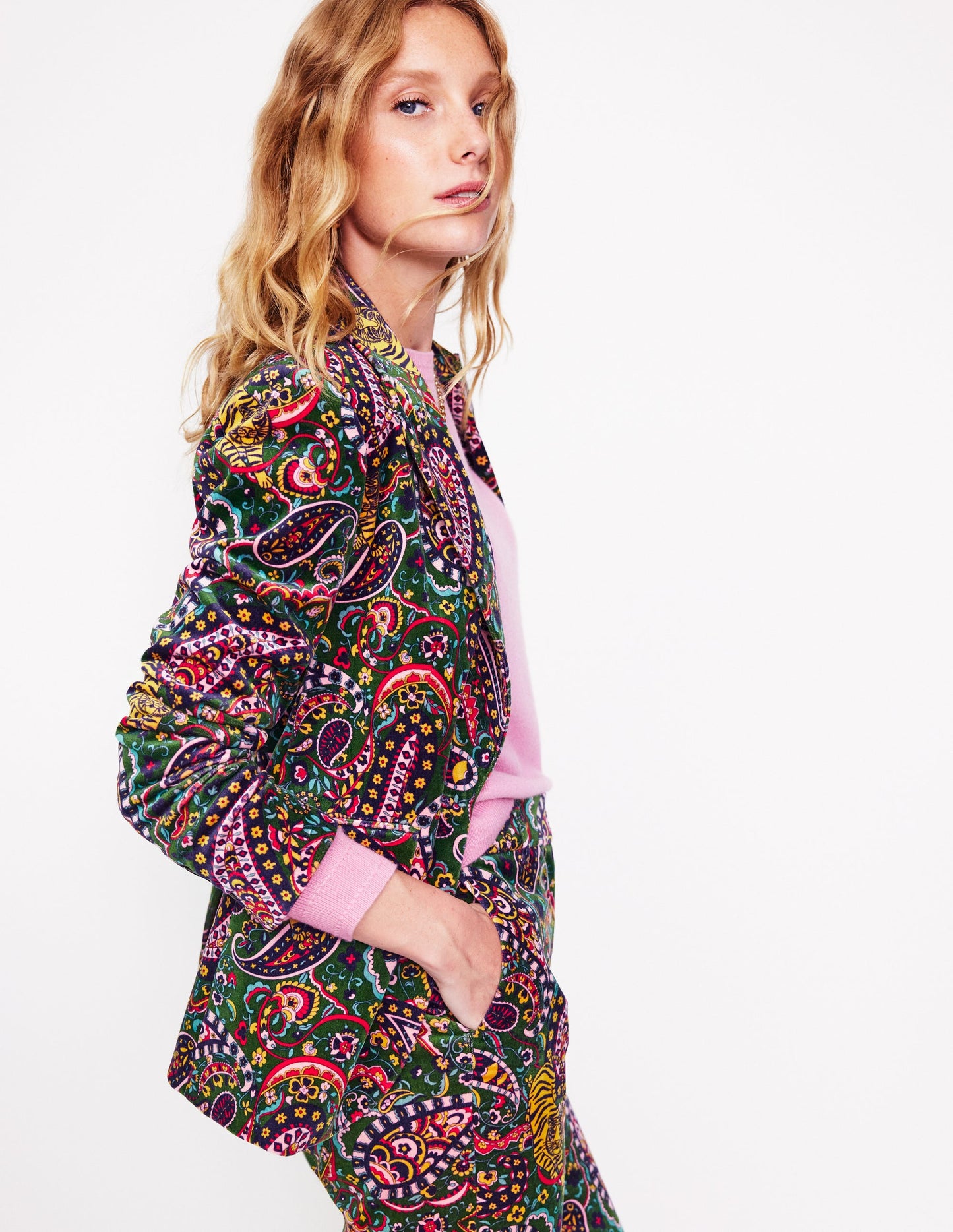 Marylebone Velvet Blazer-Tiger Bloom