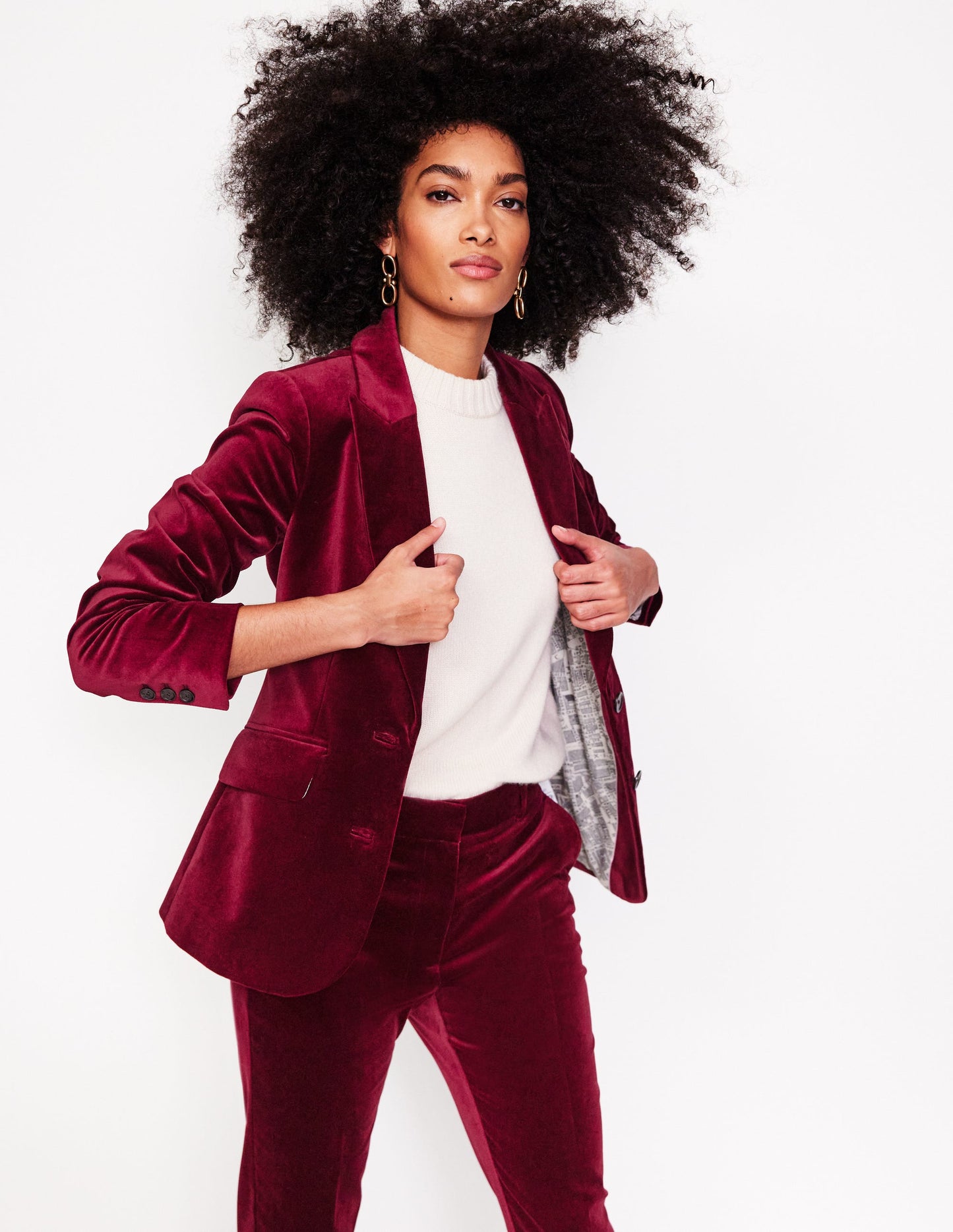 Marylebone Velvet Blazer-Cabernet