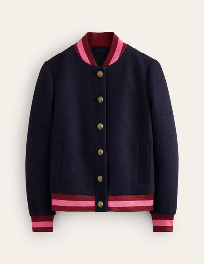 Boiled Wool Bomber-Navy