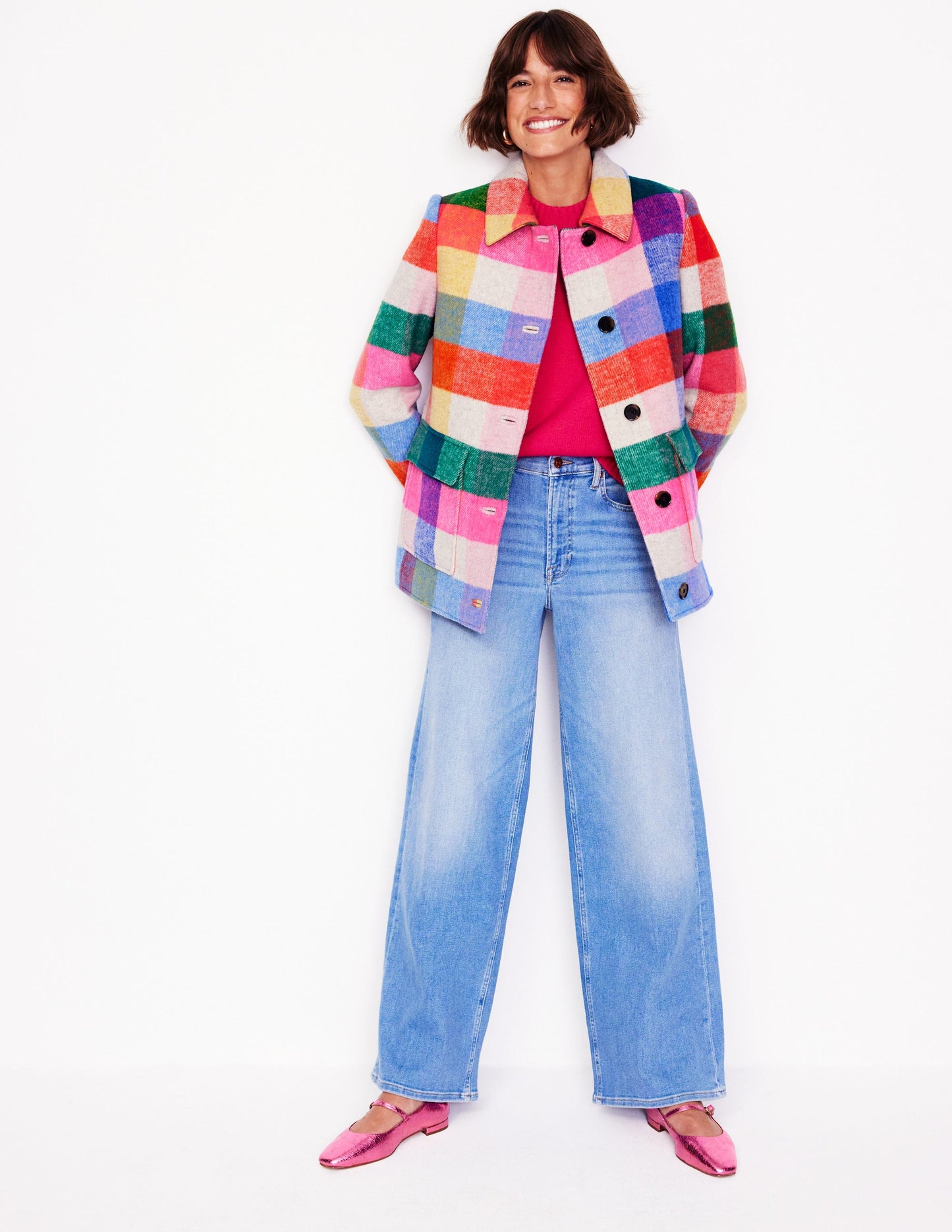 Wool Check Coat-Multi Check