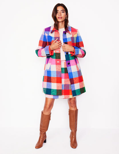 Lincoln Wool Check Coat-Multi Check