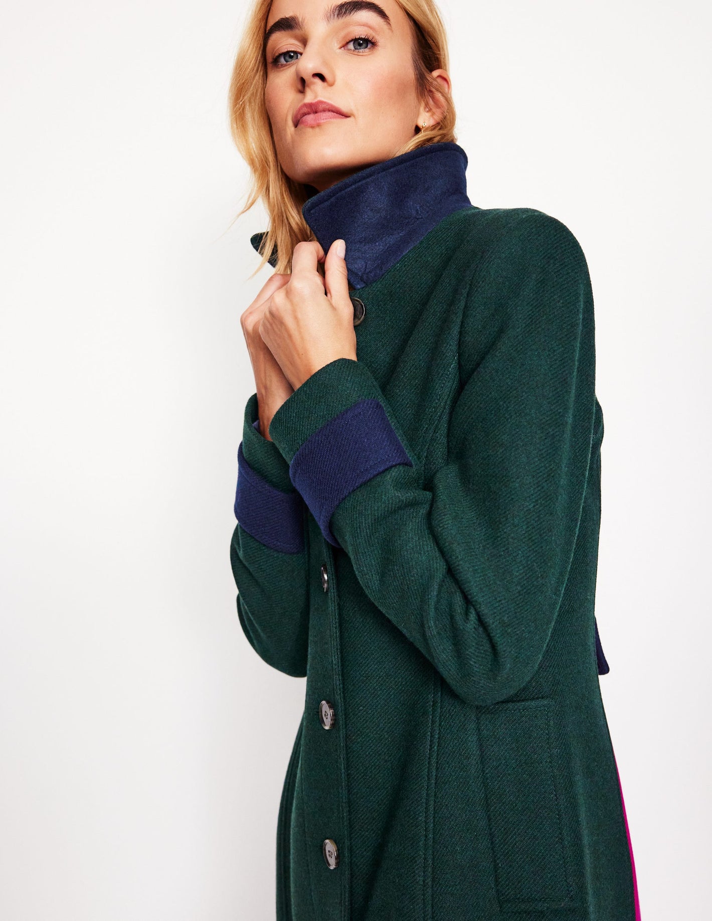 Durham Midi Coat-Colourblock Green