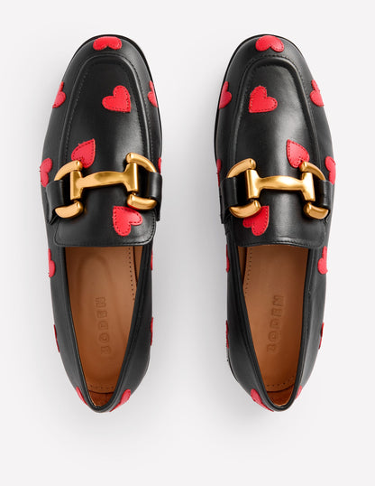 Iris Snaffle Loafers-Black Hearts