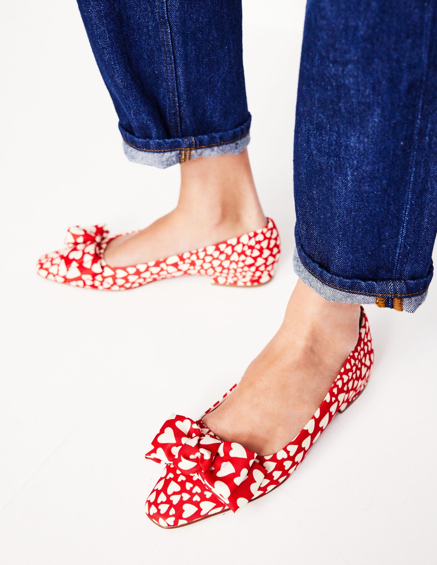 Chisel Toe Ballet Flat-Poppy Red, Heart Cluster