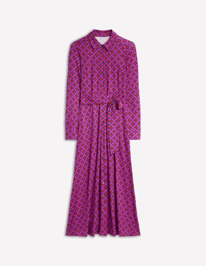 Marcia Jersey Midi Shirt Dress-Regal Purple, Diamond Terrace