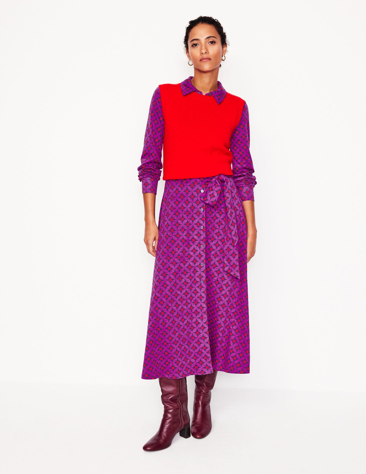 Marcia Jersey Midi Shirt Dress-Regal Purple, Diamond Terrace