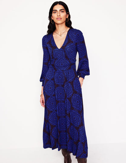 Daphne Jersey Maxi Dress-Purple, Mosaic Cascade