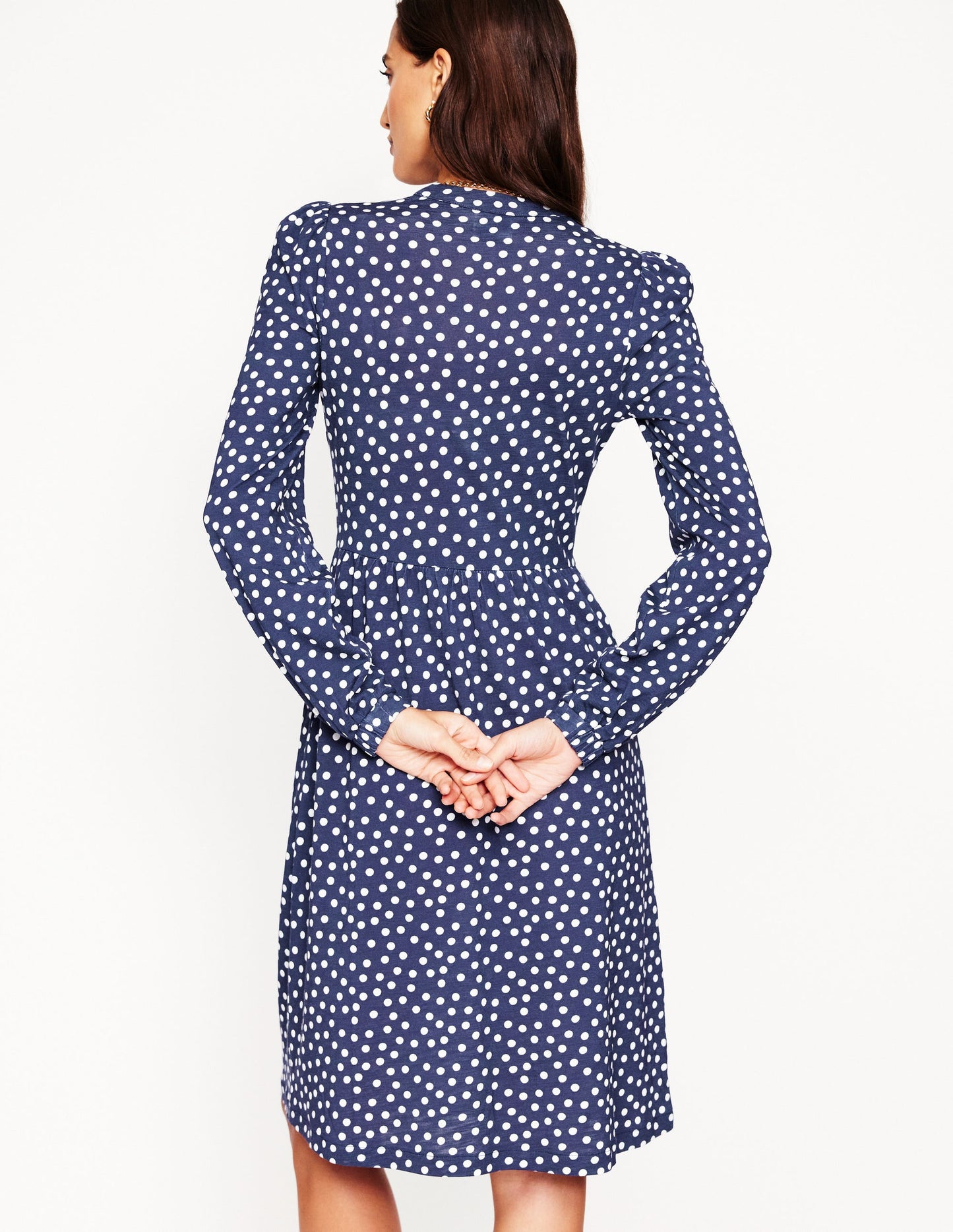 Naomi Relaxed Jersey Dress-French Navy, Abstract Dot