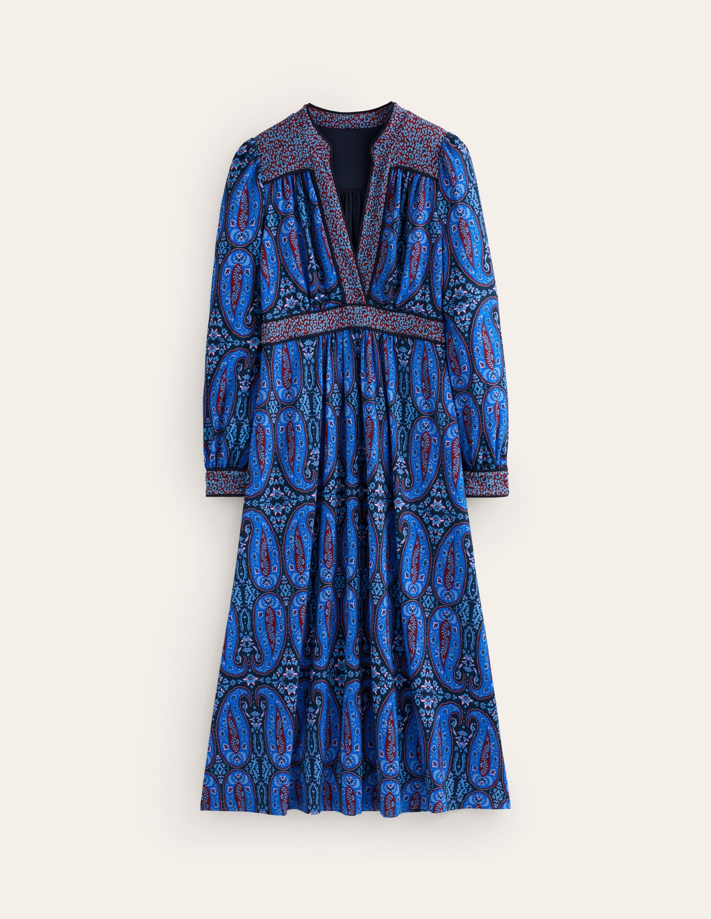 Hotched Ponte Dress-Blue, Paisley Bud